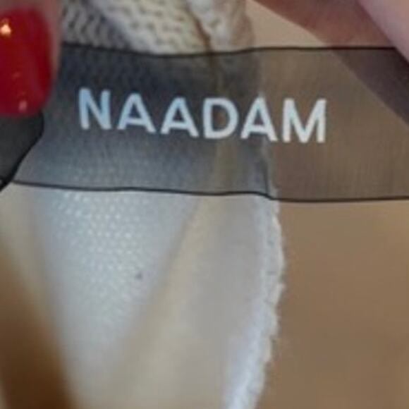 Naadam Volta Ruffle Mock Neck Cable Pullover Sweater Cream Womens Size Medium - Picture 6 of 8